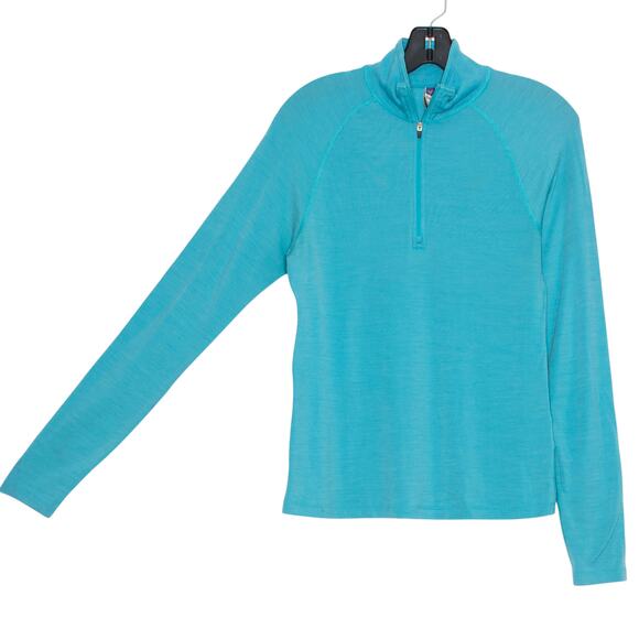 Ibex Top 1/4 Zip Merino Wool Base Layer Athleisure Outdoor Technical Blue Medium - Picture 6 of 7